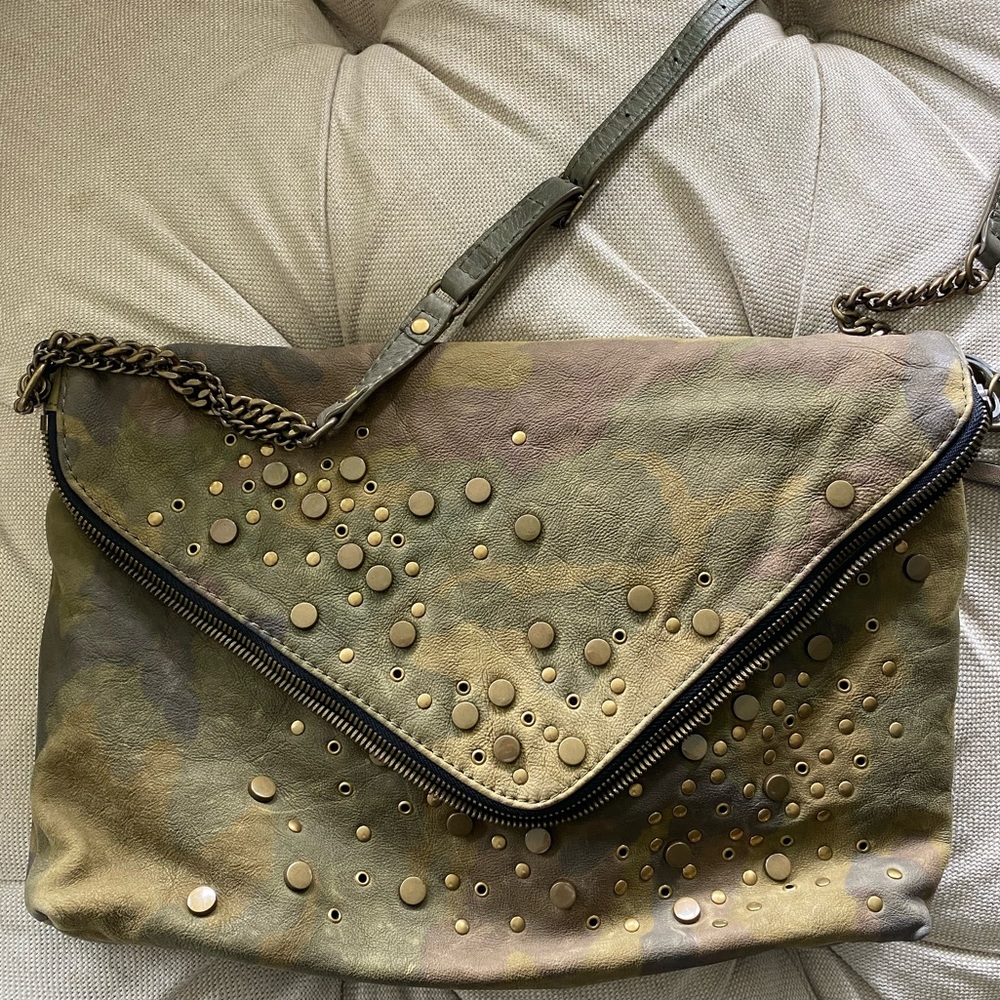 J.Crew Collection leather camo print bag